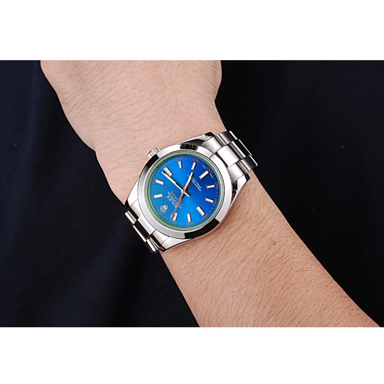 Aaa replica watch And Dial Bezel Milgauss Stainless 622838 Rolex Steel Blue Case 0803